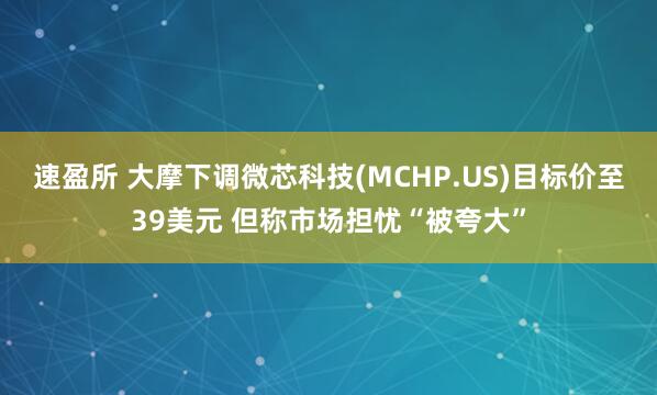速盈所 大摩下调微芯科技(MCHP.US)目标价至39美元 但称市场担忧“被夸大”