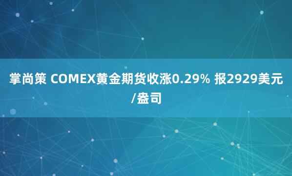 掌尚策 COMEX黄金期货收涨0.29% 报2929美元/盎司