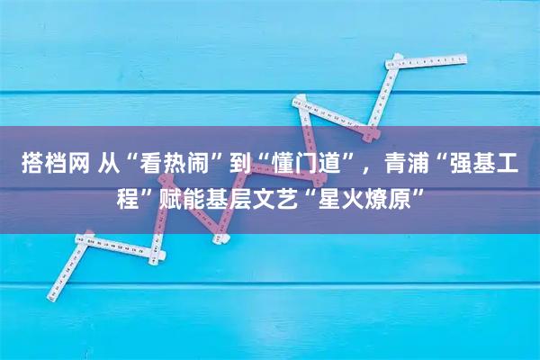 搭档网 从“看热闹”到“懂门道”，青浦“强基工程”赋能基层文艺“星火燎原”